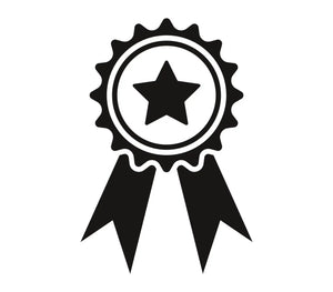 Black star award rosette.