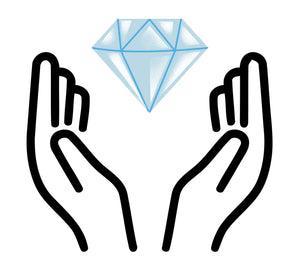 Hands presenting a diamond.